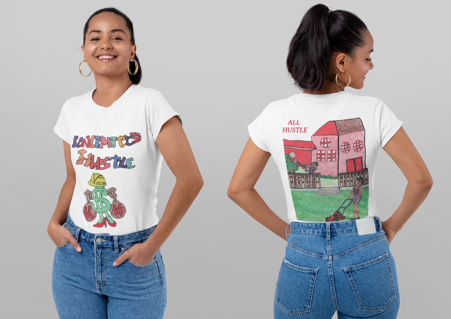 "all hustle" unlimited grind tee