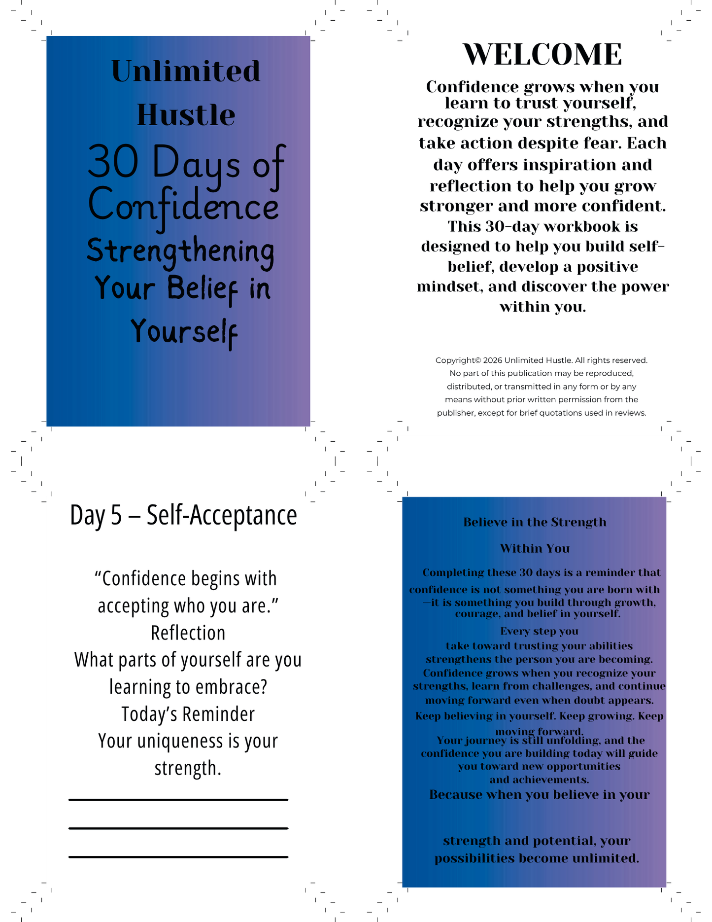 UNLIMITED HUSTLE: 30 days of Confidence - Strengthening your Belief in Yourself