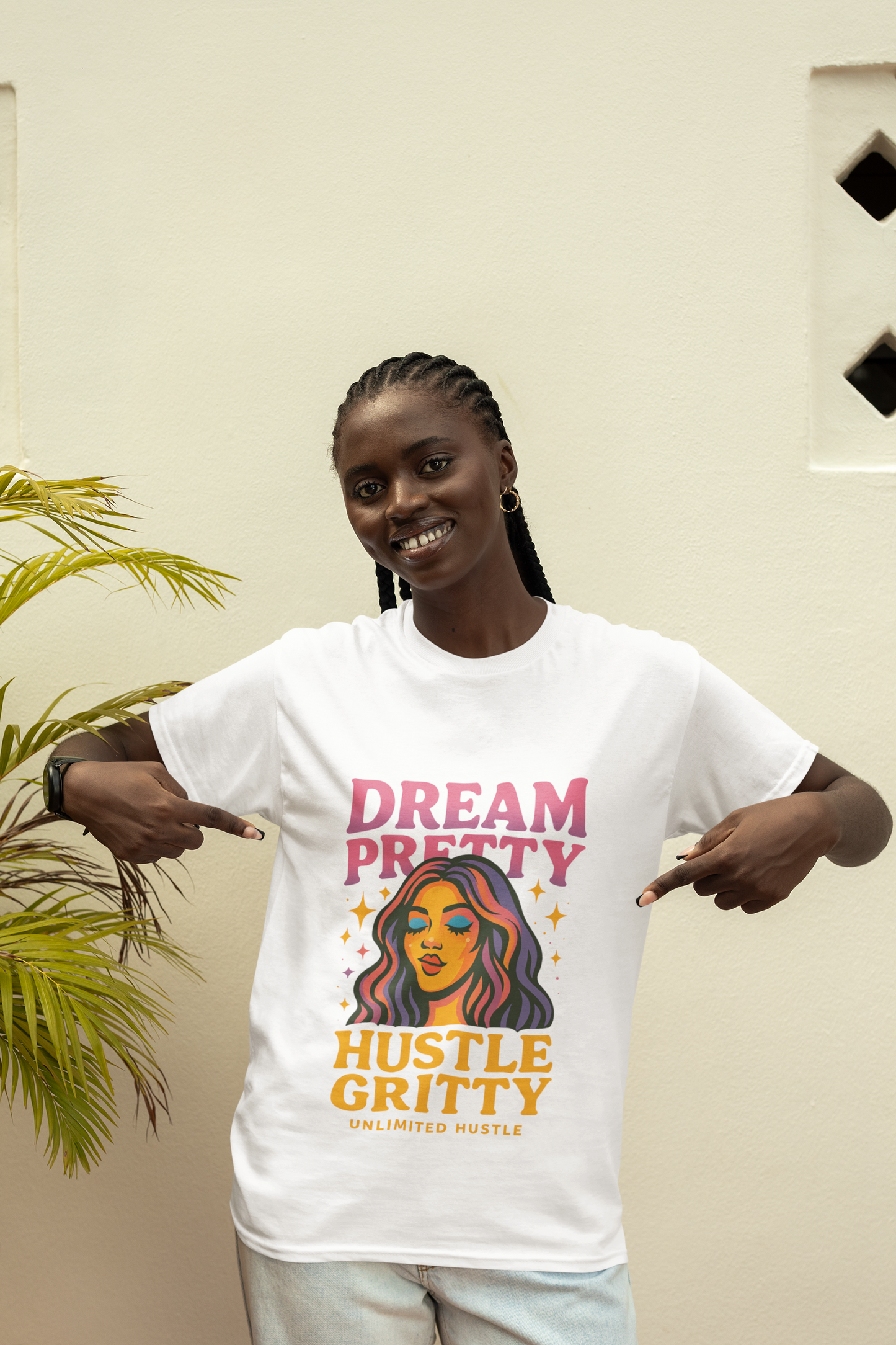 Unlimited Hustle™ – “Dream Pretty, Hustle Gritty” T-Shirt (women)