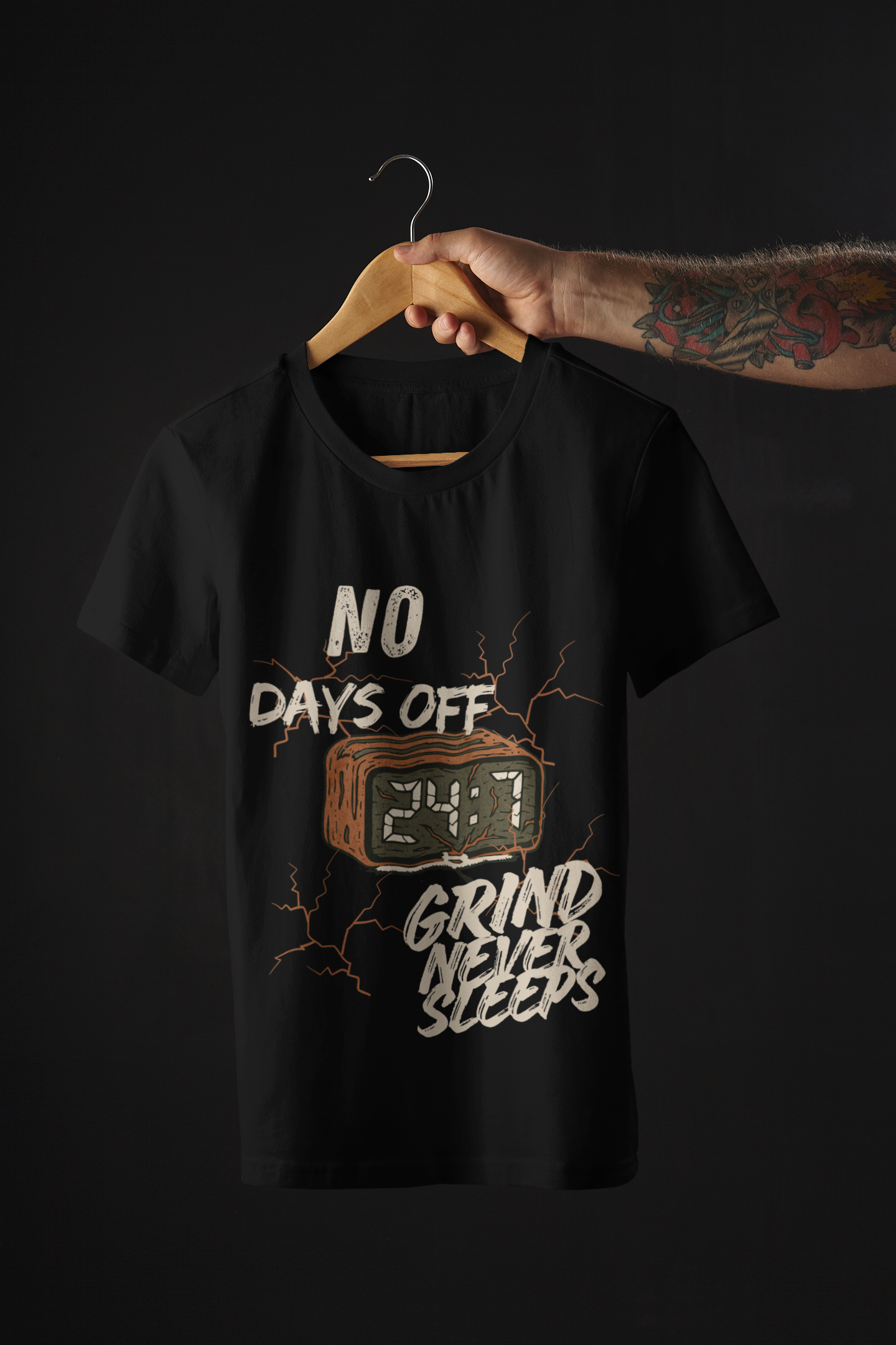 No Days Off – Grind Never Sleeps tee (men)