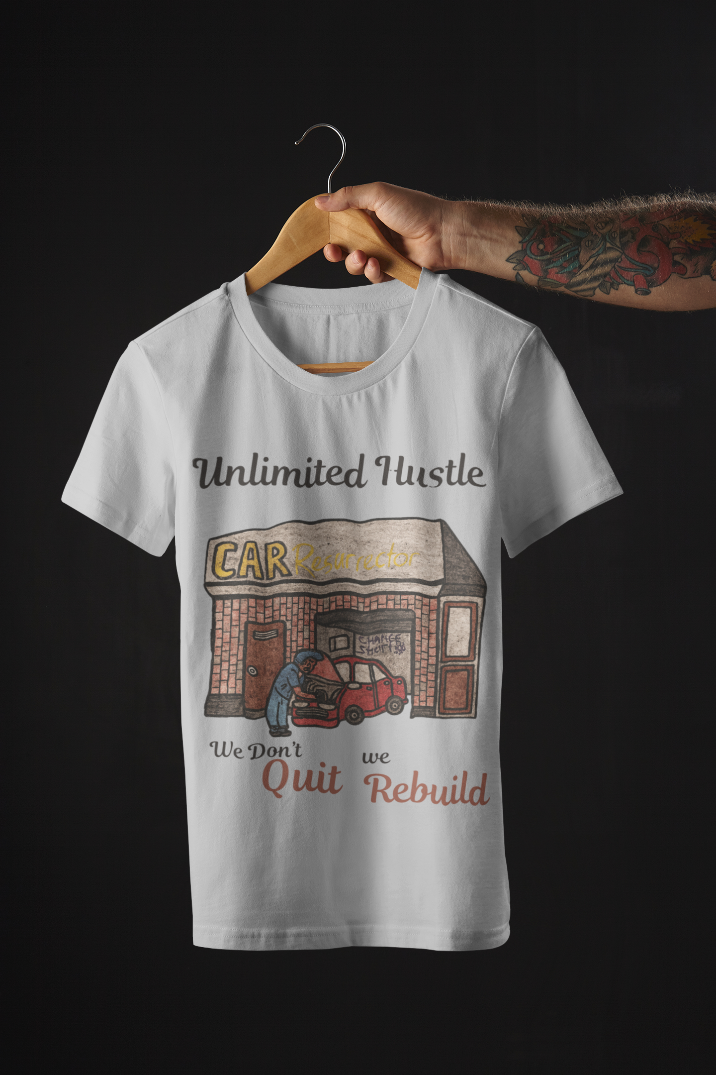 Car Resurrector – We Don’t Quit, We Rebuild Tee (men)