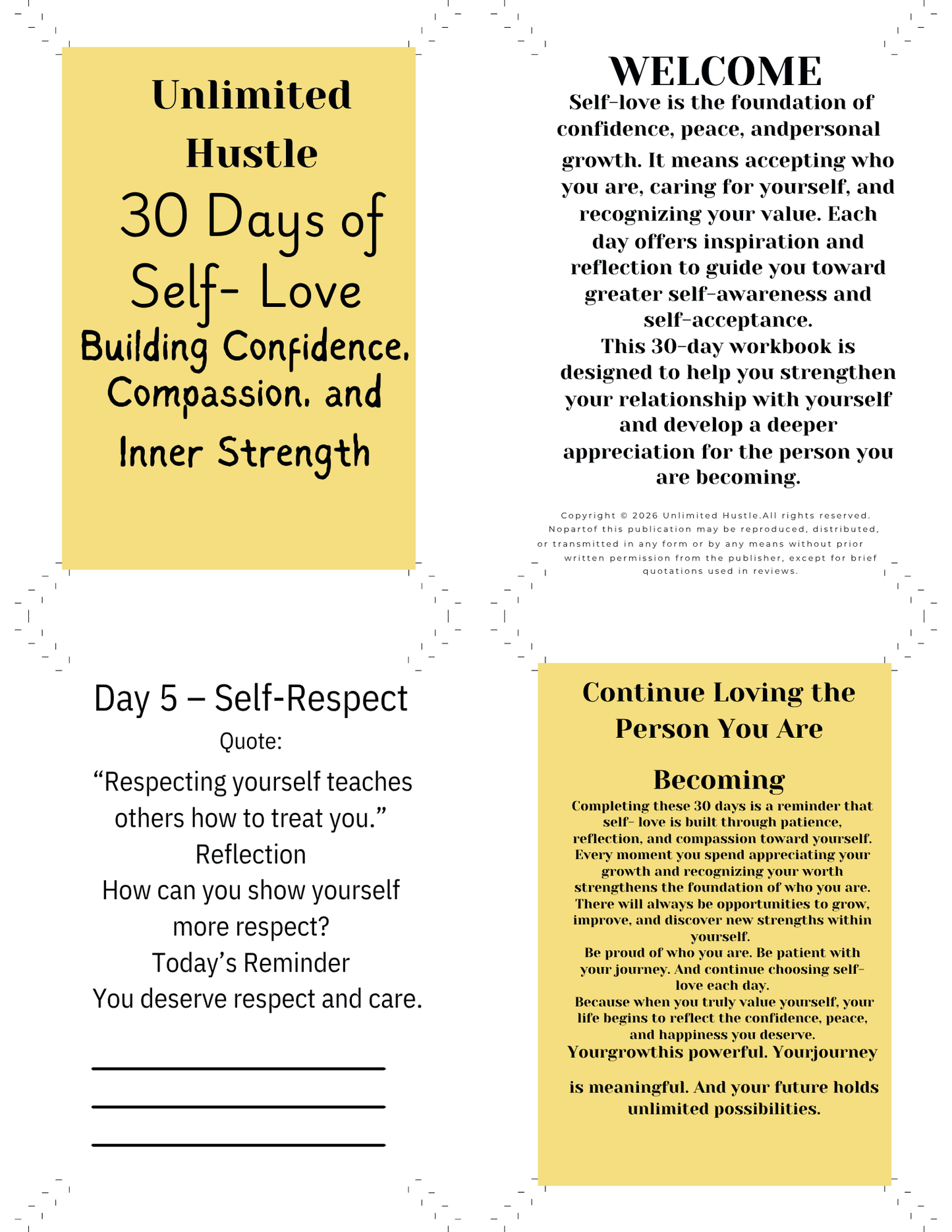UNLIMITED HUSTLE: 30 Days of Self-Love - Building confidence, compassion, and Inner self